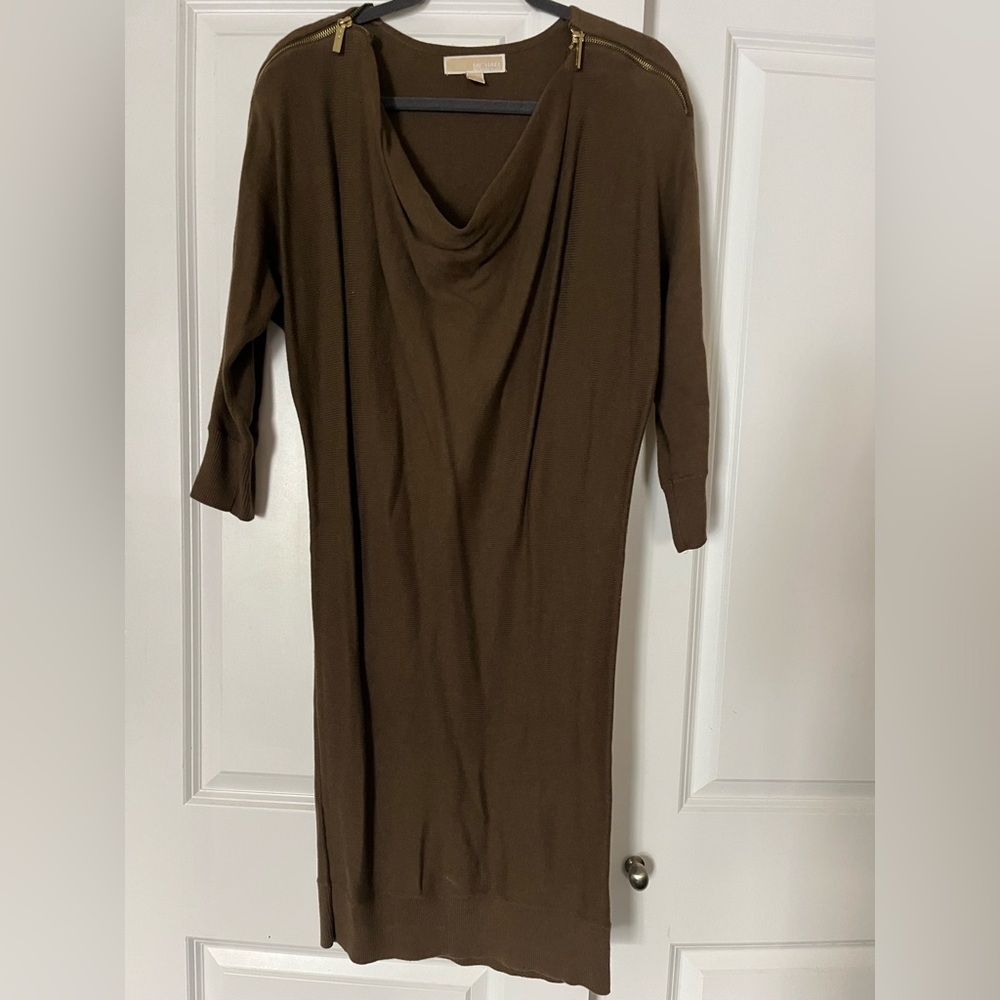 Michael Kors Olive Cowl Neck Dress